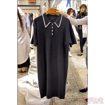 韓版時尚POLO領(lǐng)針織連衣裙 春夏寬松大碼新風尚